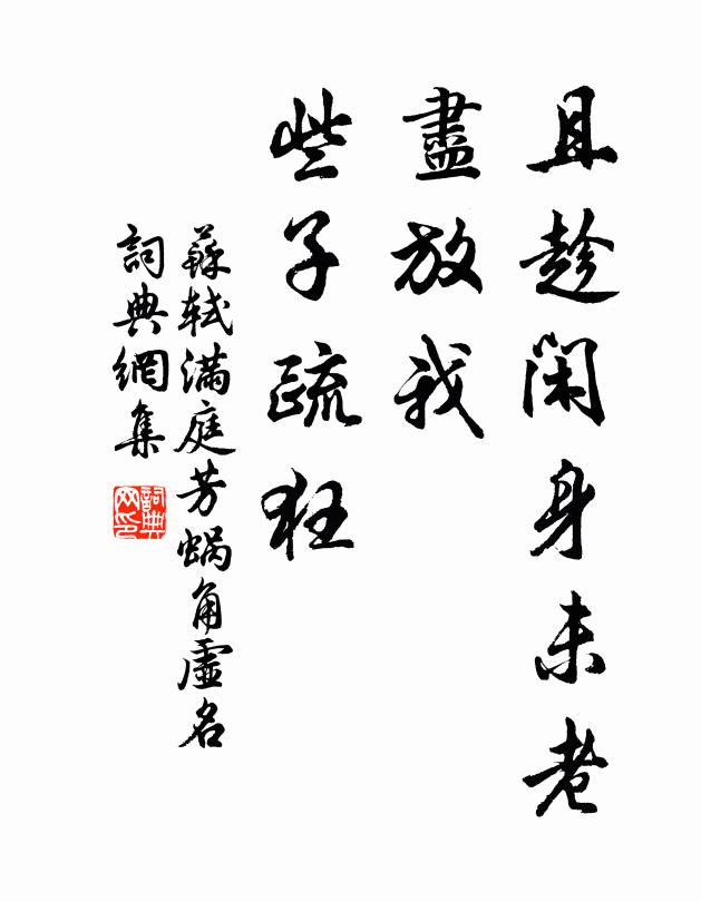苏轼且趁闲身未老,尽放我、些子疏狂。书法作品欣赏