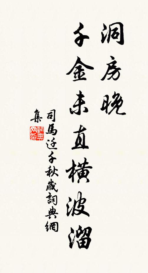 司马迁洞房晚，千金未直横波溜书法作品欣赏