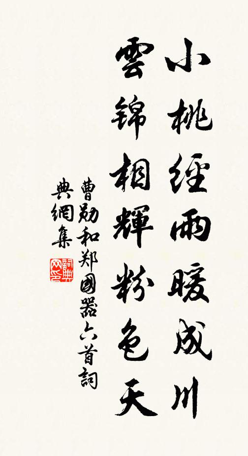 曹勋小桃经雨暖成川，云锦相辉粉色天书法作品欣赏