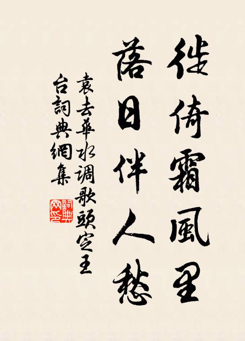 袁去华徙倚霜风里,落日伴人愁。书法作品欣赏