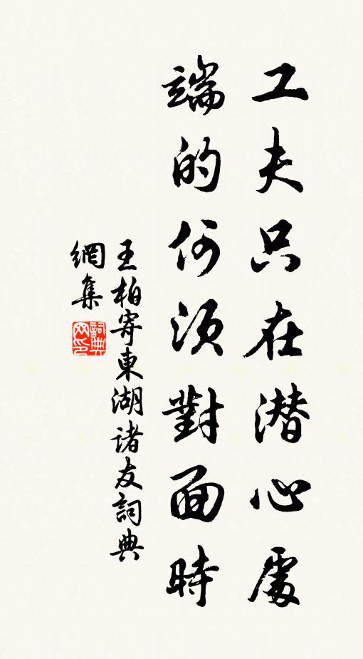王柏工夫只在潜心处，端的何须对面时书法作品欣赏