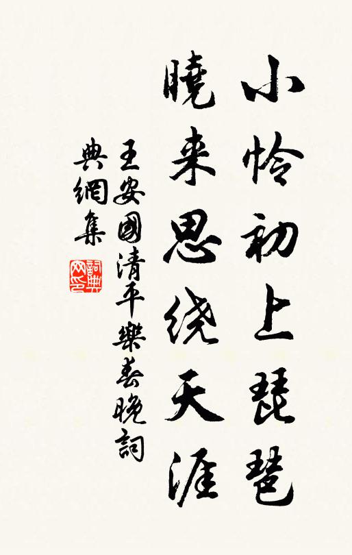 王安国小怜初上琵琶，晓来思绕天涯。书法作品欣赏