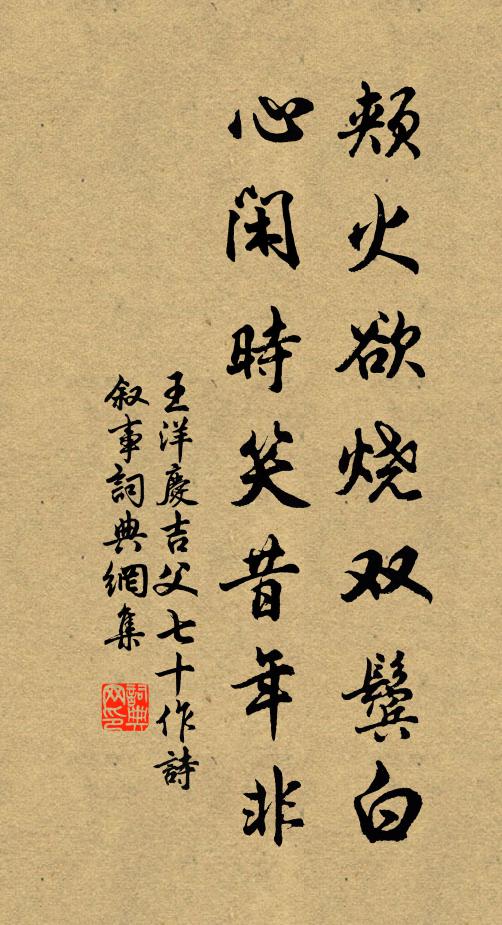 王洋颊火欲烧双鬓白，心闲时笑昔年非书法作品欣赏