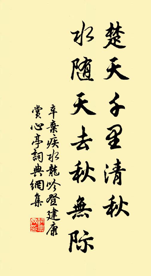 辛弃疾楚天千里清秋,水随天去秋无际。书法作品欣赏