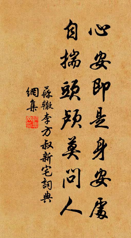 苏辙心安即是身安处，自揣头颅莫问人书法作品欣赏