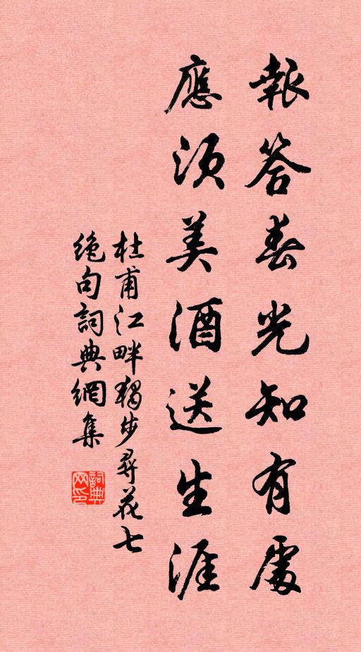杜甫报答春光知有处,应须美酒送生涯。书法作品欣赏