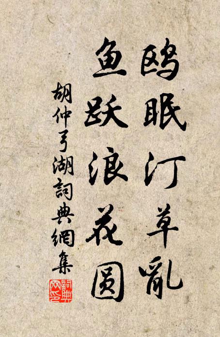 胡仲弓鸥眠汀草乱，鱼跃浪花圆书法作品欣赏
