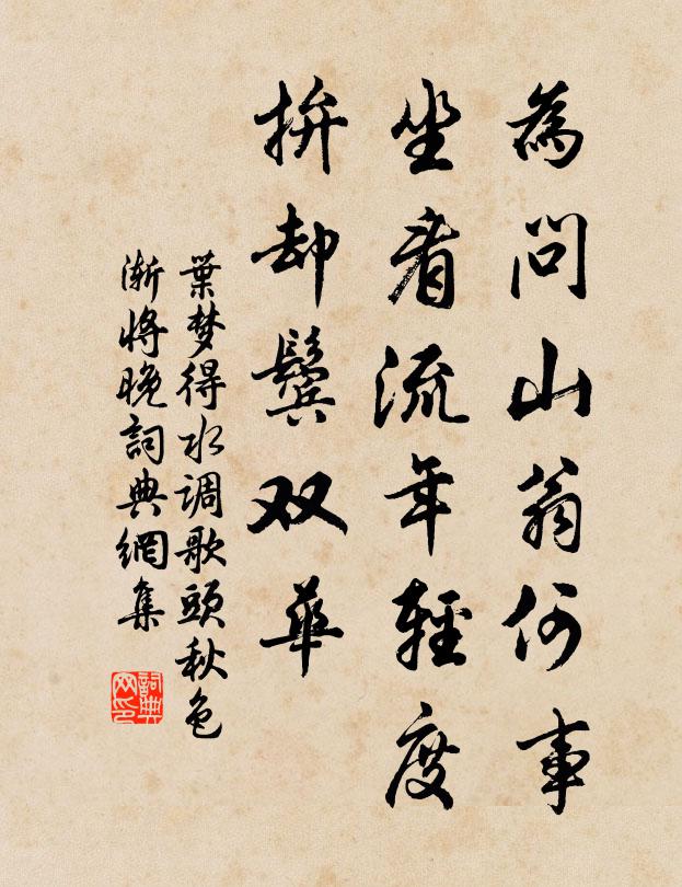 叶梦得为问山翁何事,坐看流年轻度,拚却鬓双华。书法作品欣赏