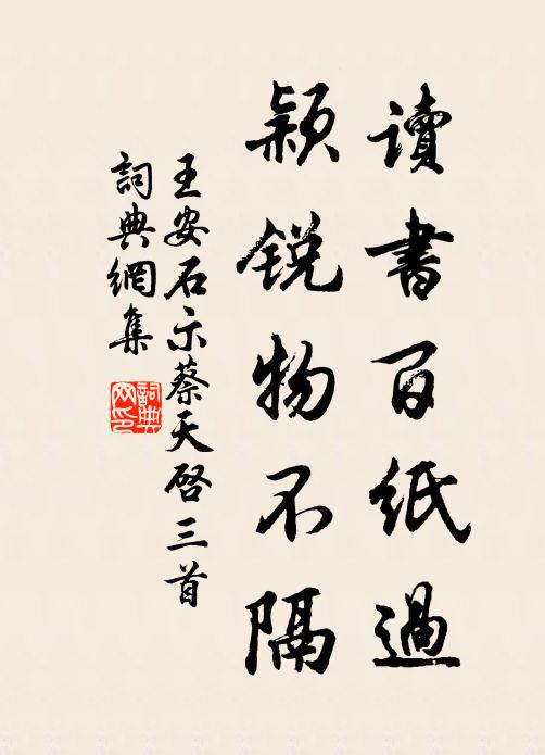 王安石读书百纸过，颖锐物不隔书法作品欣赏