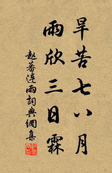 赵蕃旱苦七八月，雨欣三日霖书法作品欣赏