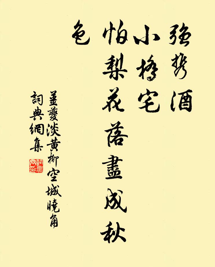 姜夔强携酒、小桥宅,怕梨花落尽成秋色。书法作品欣赏