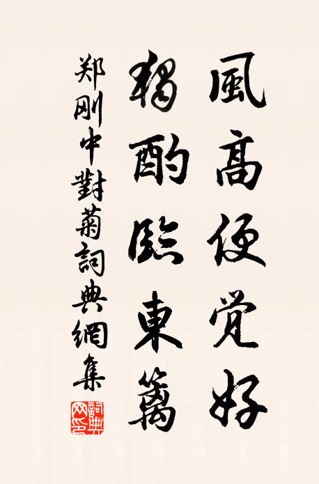 郑刚中风高便觉好，独酌临东篱书法作品欣赏