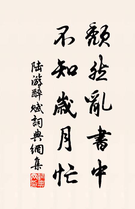 陆游颓然乱书中，不知岁月忙书法作品欣赏