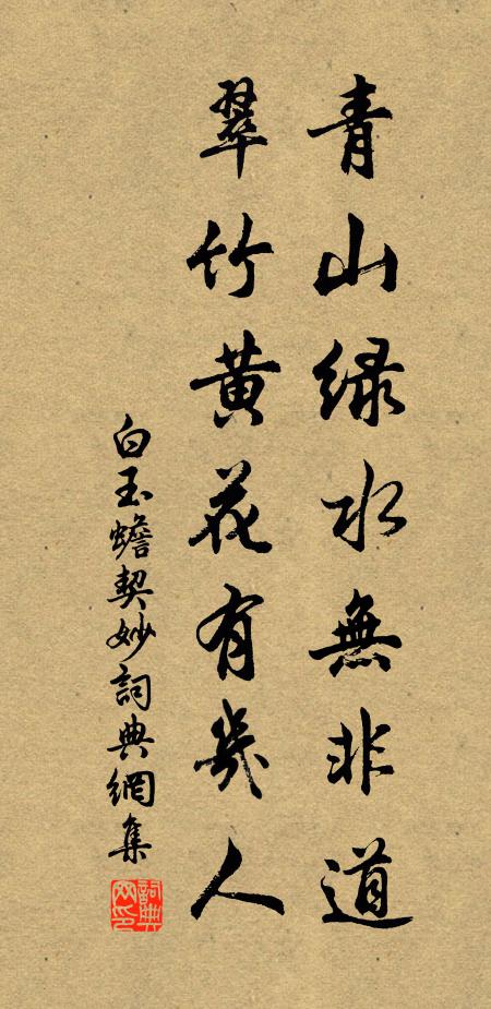 白玉蟾青山绿水无非道，翠竹黄花有几人书法作品欣赏