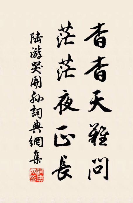 陆游杳杳天难问，茫茫夜正长书法作品欣赏