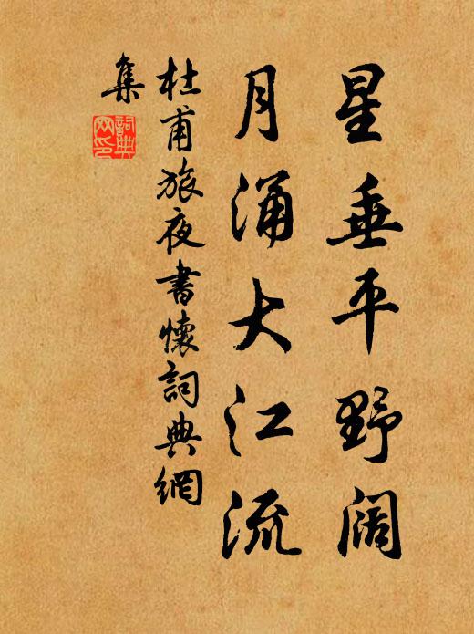 杜甫星垂平野阔,月涌大江流。书法作品欣赏