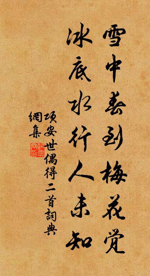 项安世雪中春到梅花觉，冰底水行人未知书法作品欣赏