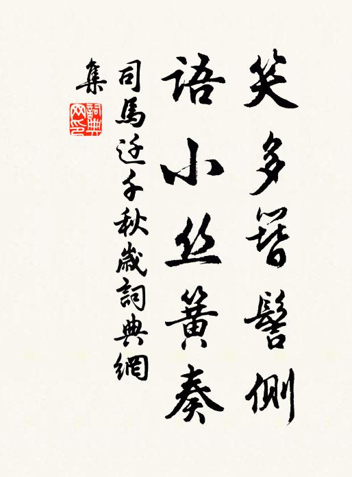 司马迁笑多簪髻侧，语小丝簧奏书法作品欣赏