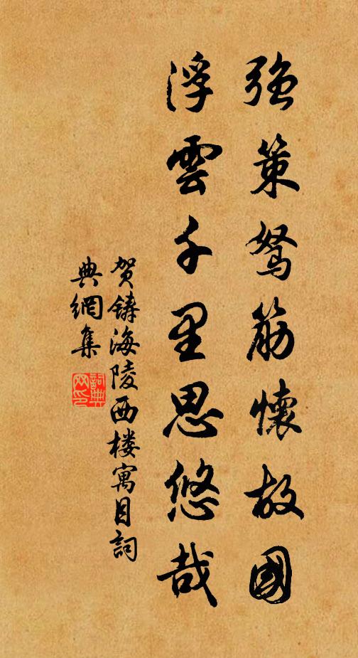 贺铸强策驽筋怀故国，浮云千里思悠哉书法作品欣赏