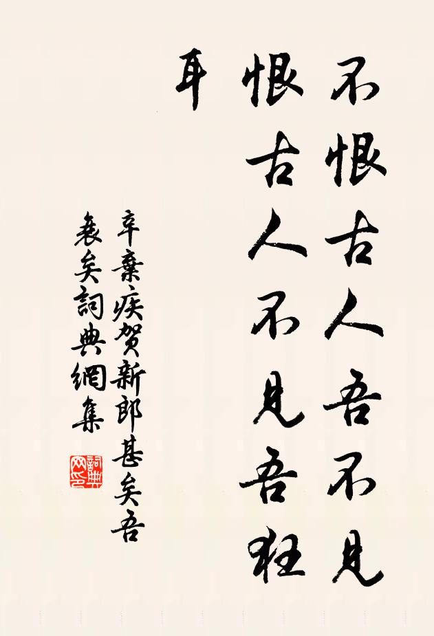辛弃疾不恨古人吾不见,恨古人不见吾狂耳。书法作品欣赏
