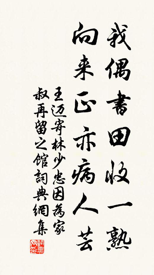 王迈我偶书田收一熟，向来正亦病人芸书法作品欣赏