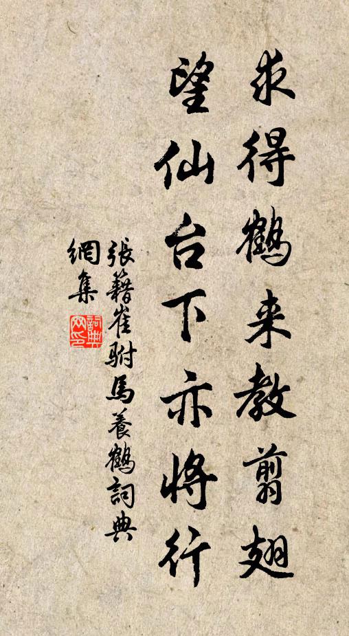 张籍求得鹤来教翦翅，望仙台下亦将行书法作品欣赏