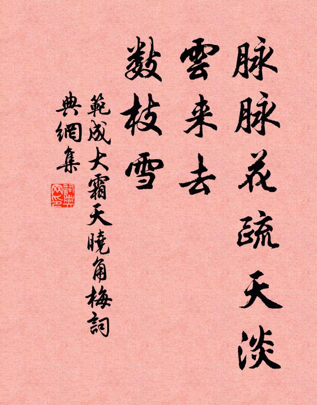 范成大脉脉花疏天淡，云来去、数枝雪。书法作品欣赏