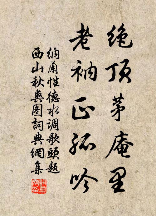 纳兰性德绝顶茅庵里,老衲正孤吟。书法作品欣赏