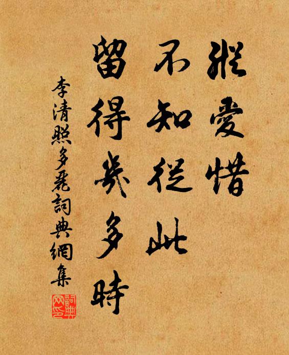 李清照纵爱惜，不知从此，留得几多时书法作品欣赏