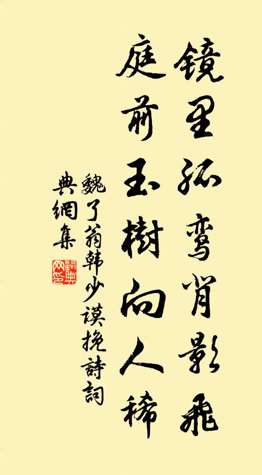 魏了翁镜里孤鸾背影飞，庭前玉树向人稀书法作品欣赏