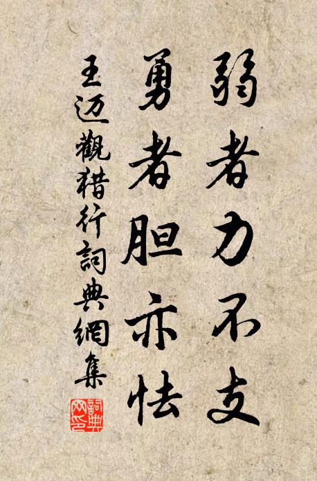 王迈弱者力不支，勇者胆亦怯书法作品欣赏