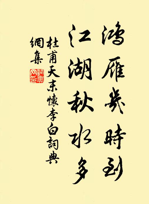 杜甫鸿雁几时到,江湖秋水多。书法作品欣赏