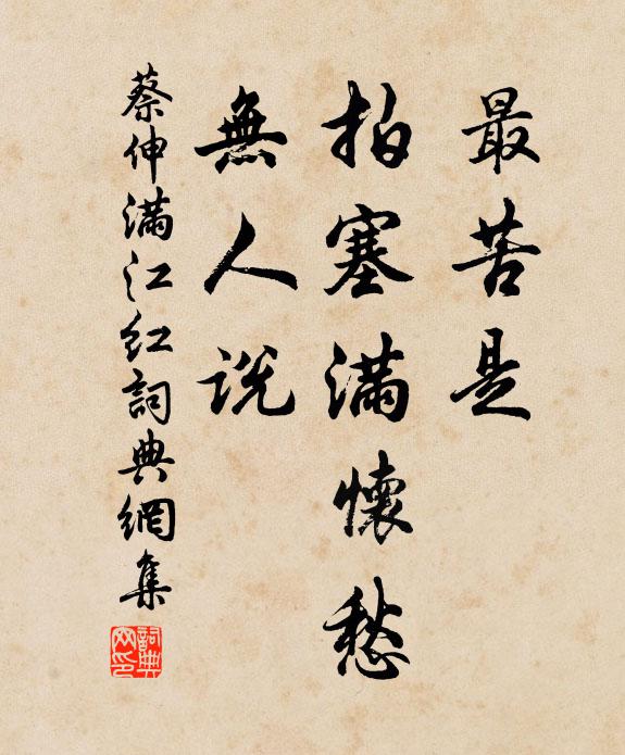 蔡伸最苦是、拍塞满怀愁，无人说书法作品欣赏