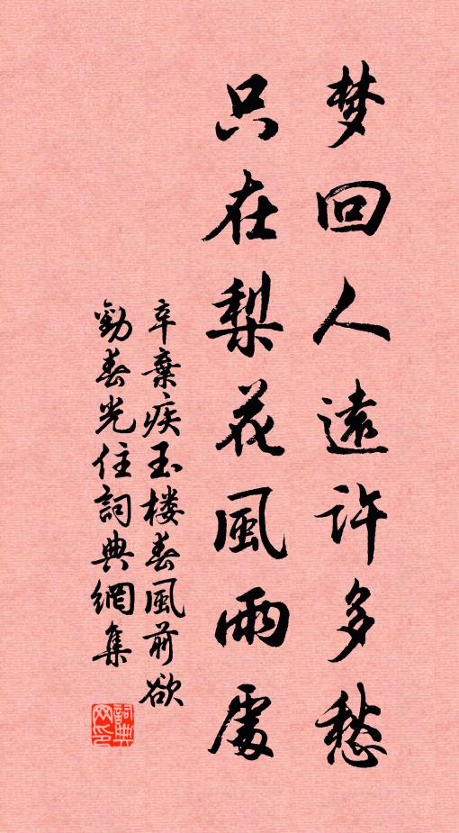 辛弃疾梦回人远许多愁，只在梨花风雨处。书法作品欣赏