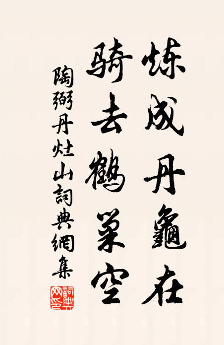 陶弼炼成丹龟在，骑去鹤巢空书法作品欣赏