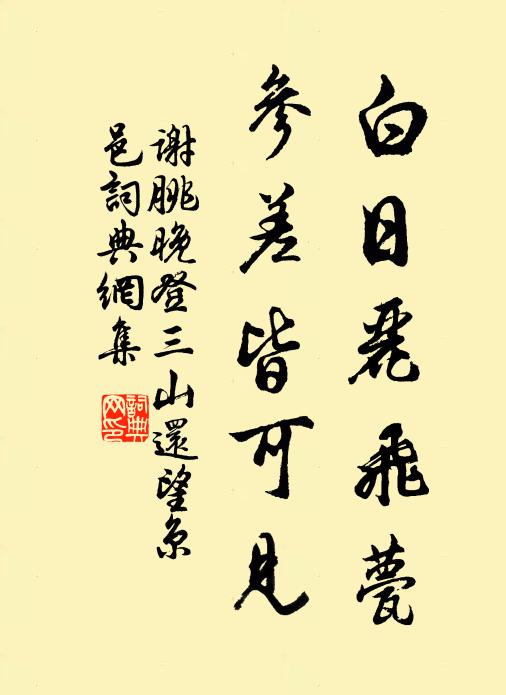 谢朓白日丽飞甍,参差皆可见。书法作品欣赏