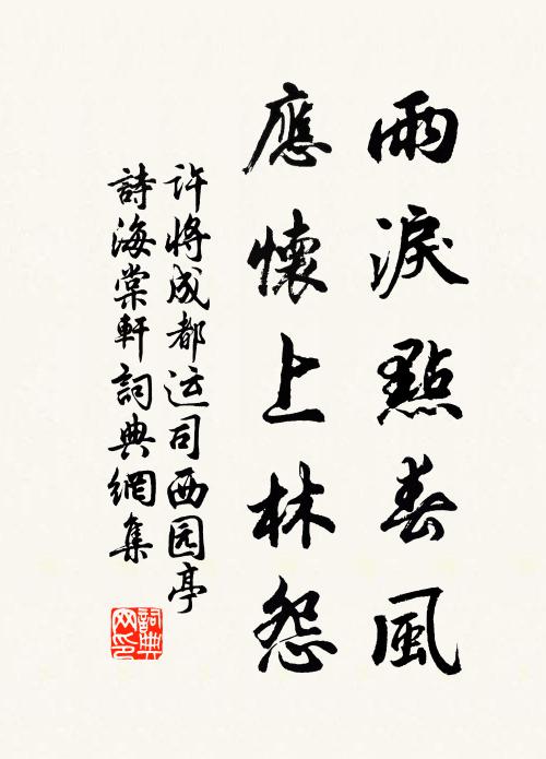 许将雨泪点春风，应怀上林怨书法作品欣赏