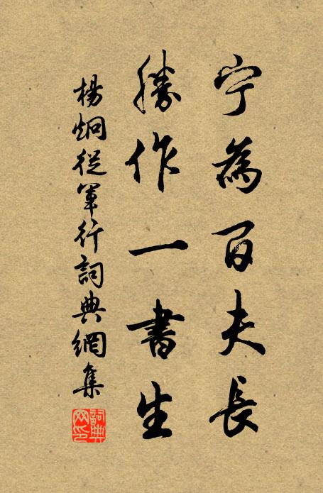 杨炯宁为百夫长,胜作一书生。书法作品欣赏