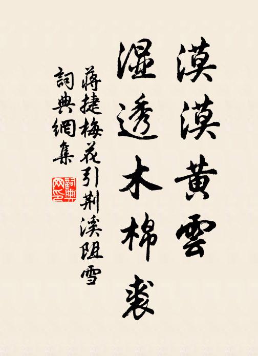 蒋捷漠漠黄云,湿透木棉裘。书法作品欣赏