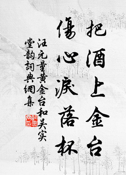 汪元量把酒上金台，伤心泪落杯书法作品欣赏