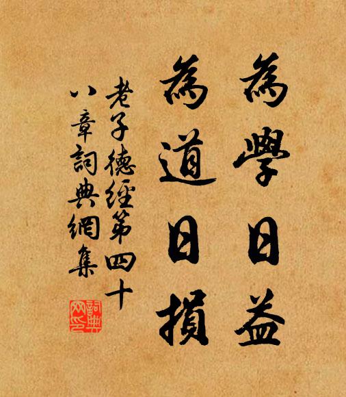 老子为学日益，为道日损。书法作品欣赏