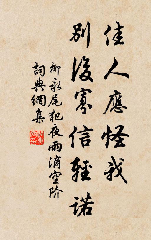 柳永佳人应怪我,别后寡信轻诺。书法作品欣赏