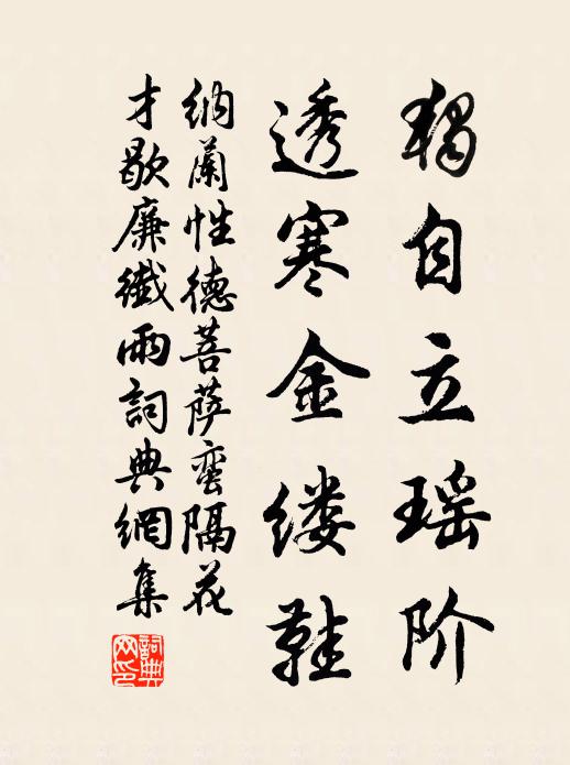 纳兰性德独自立瑶阶,透寒金缕鞋。书法作品欣赏