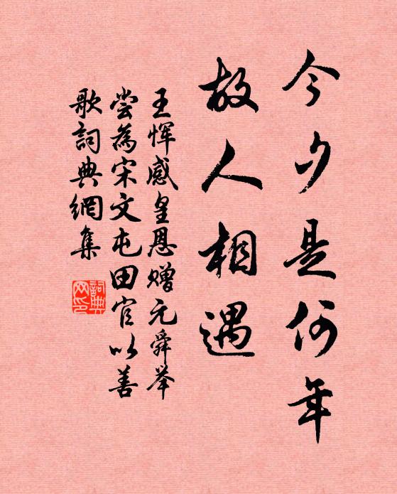 王恽今夕是何年，故人相遇书法作品欣赏