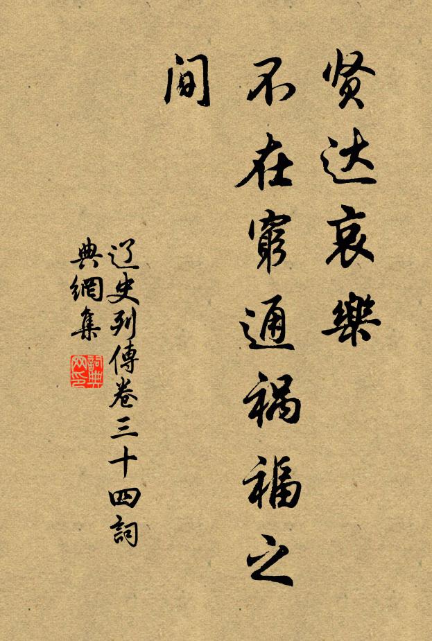 脱脱贤达哀乐，不在穷通祸福之间。书法作品欣赏