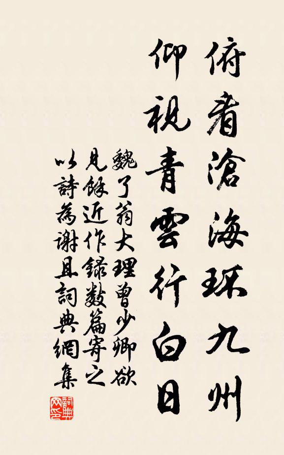 魏了翁俯看沧海环九州，仰视青云行白日书法作品欣赏