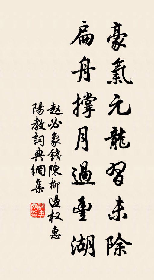 赵必象豪气元龙习未除，扁舟撑月过丰湖书法作品欣赏