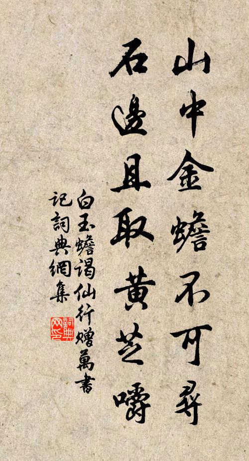 白玉蟾山中金蟾不可寻，石边且取黄芝嚼书法作品欣赏