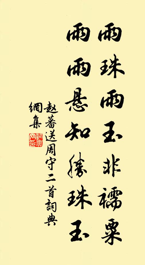 赵蕃雨珠雨玉非襦粟，雨雨悬知胜珠玉书法作品欣赏