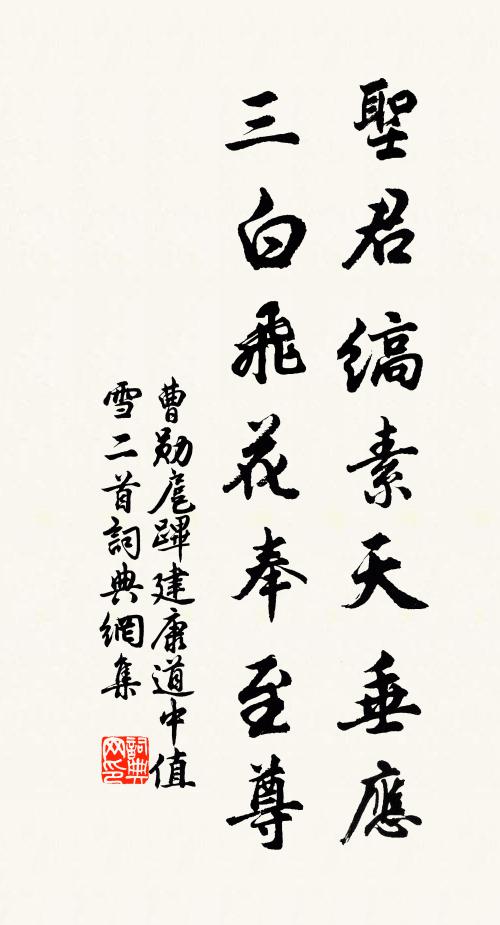 曹勋圣君缟素天垂应，三白飞花奉至尊书法作品欣赏